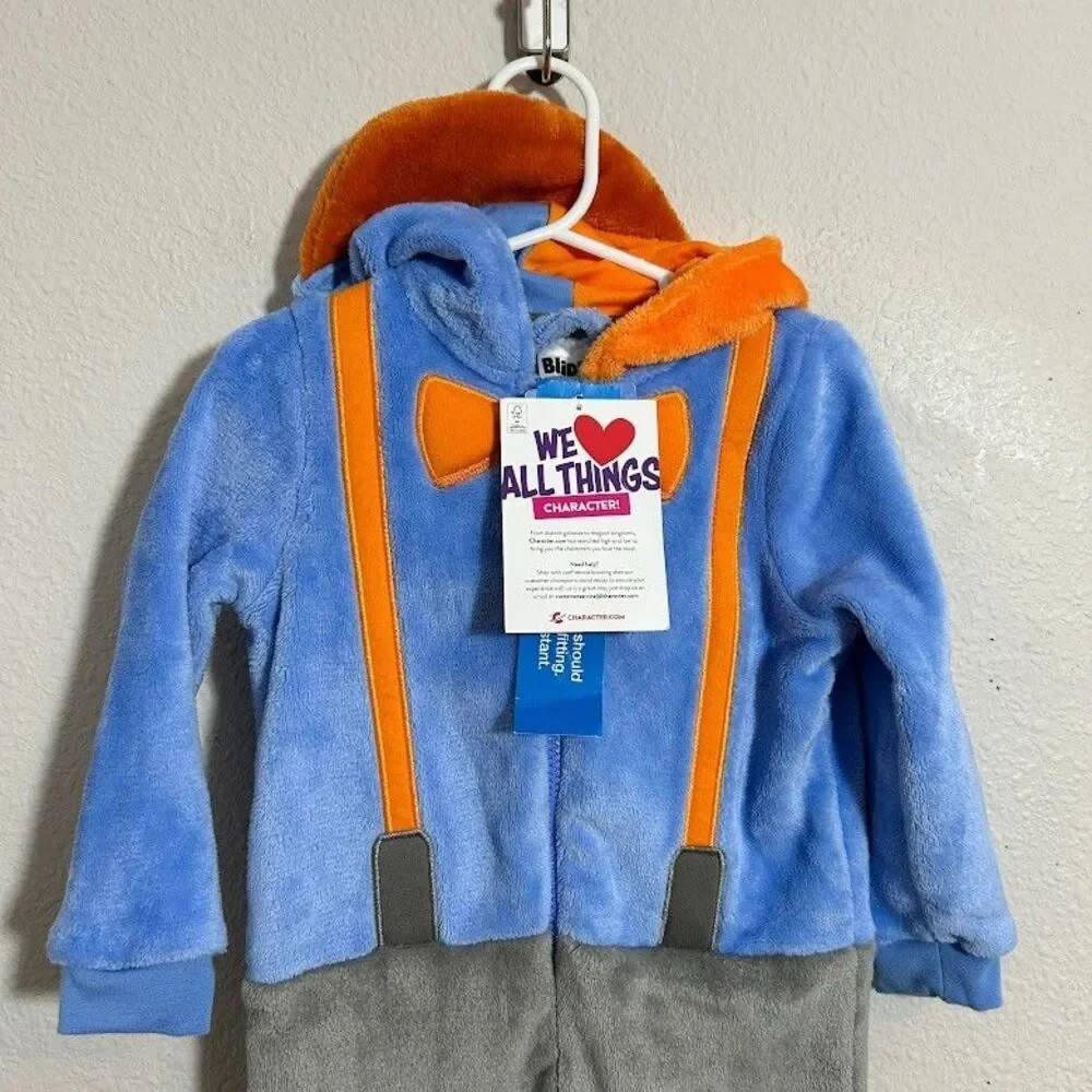 NWT Blippi Fleece One Piece Jumpsuit 2T Costume Hooded Halloween Cozy NEW